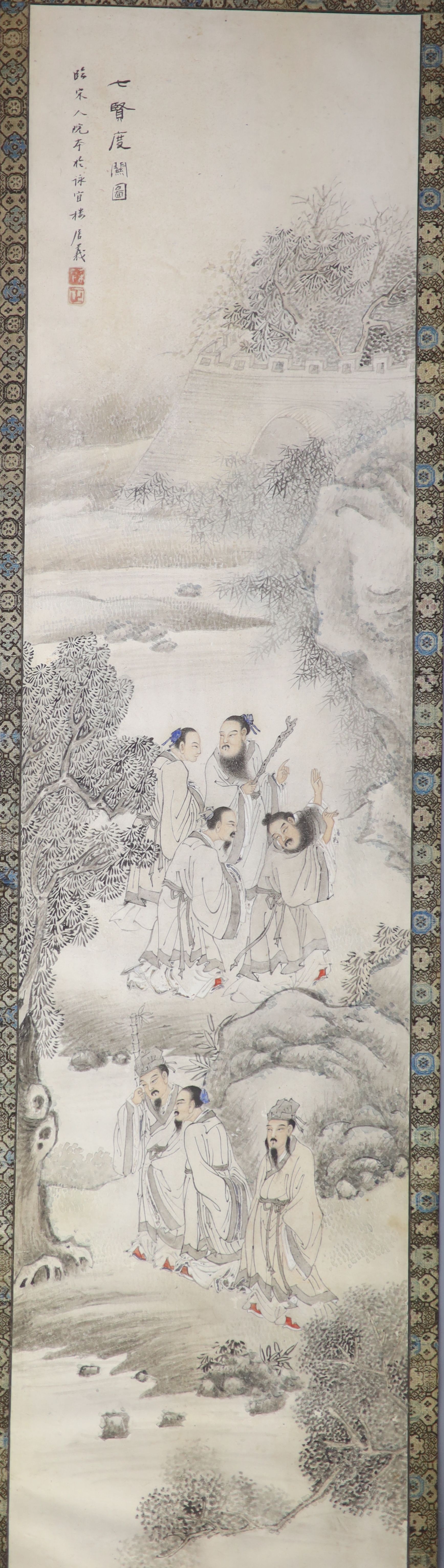 A Chinese painting on paper, Qing dynasty Image 81 x 20cm